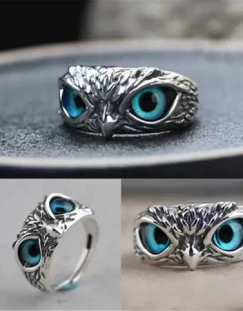 Blue Eye Owl Ring for Negative Energy Use Gents & Women